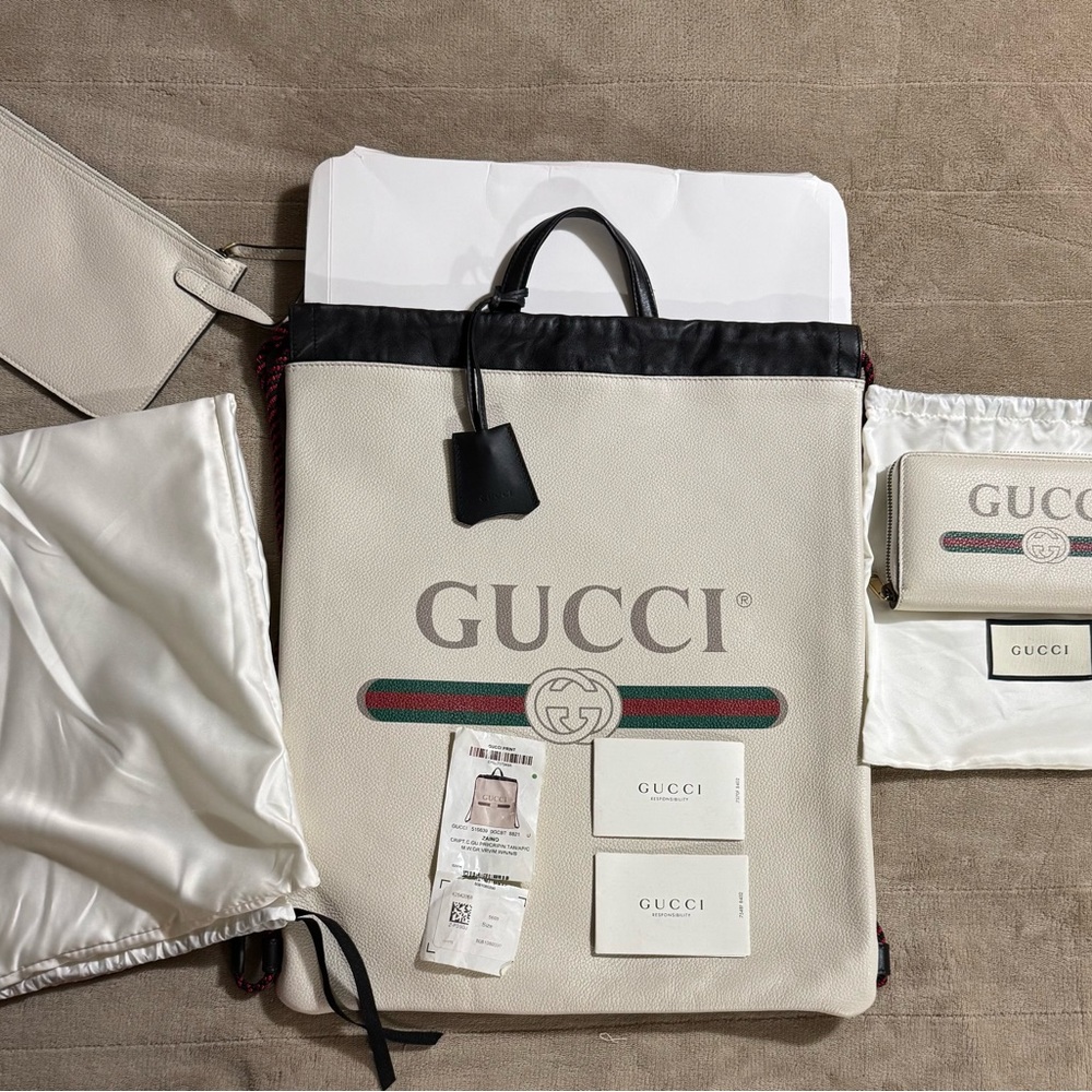 SOLD!!! Gucci White Backpack with Sophisticated Design
